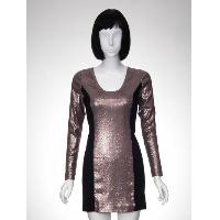 Stretch Sequins Panel Dress